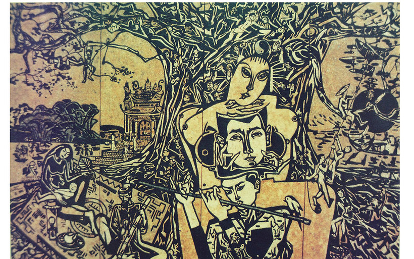 Tác phẩm "Quê hương" - 1990, Huy chương Bạc Triển lãm Mỹ thuật toàn quốc.