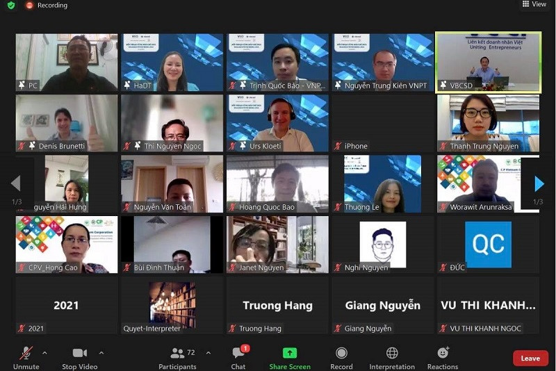 Quang cảnh buổi "Đối thoại cùng báo chí về phát triển bền vững năm 2021" do VCCI tổ chức ngày 31/8. (Ảnh: VCCI)