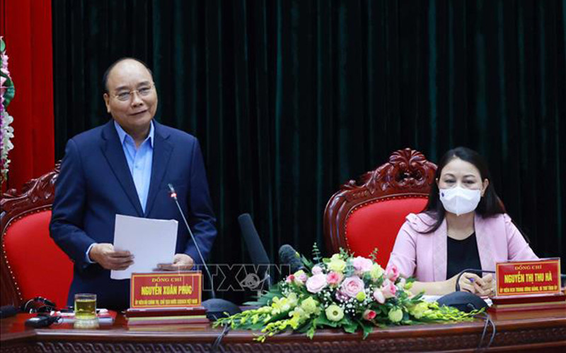 Chủ tịch nước Nguyễn Xuân Phúc tại buổi làm việc với Ban Chấp hành Đảng bộ tỉnh Ninh Bình. (Ảnh: TTXVN) 