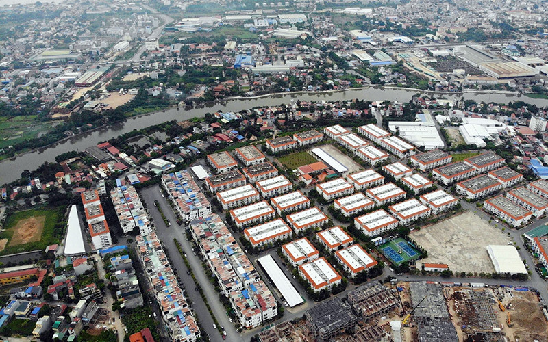 Khu nhà ở giá rẻ Pruksa tại xã An Ðồng, huyện An Dương (thành phố Hải Phòng) được triển khai mở rộng. (Ảnh TTXVN)