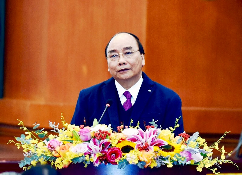 Thủ tướng Nguyễn Xuân Phúc phát biểu tại hội nghị. (Ảnh: TRẦN HẢI)