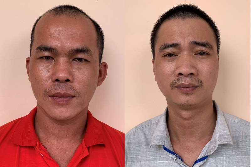 Đối tượng Nguyễn Văn Tý (bên trái) và đối tượng Huỳnh Ngọc Quỳnh (bên phải).