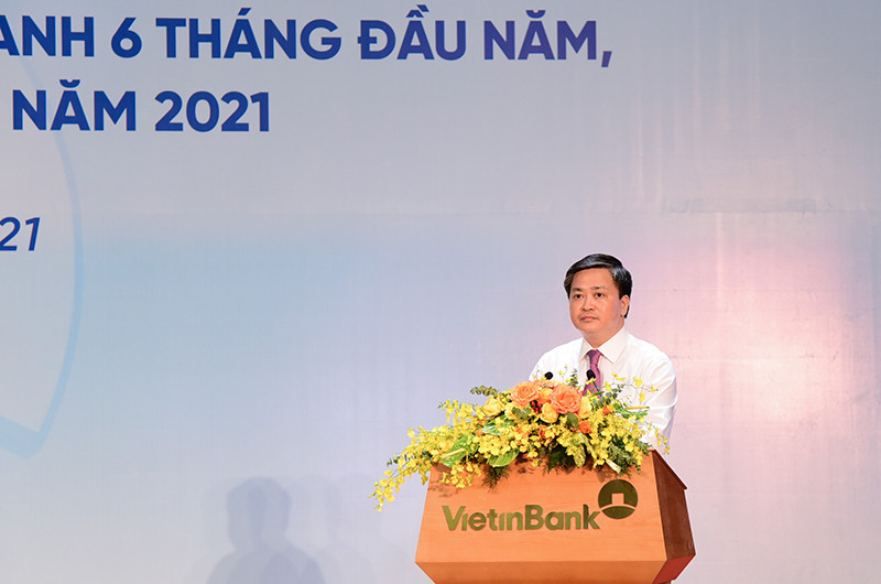 Chủ tịch HĐQT VietinBank Lê Đức Thọ phát biểu tại Hội nghị.
