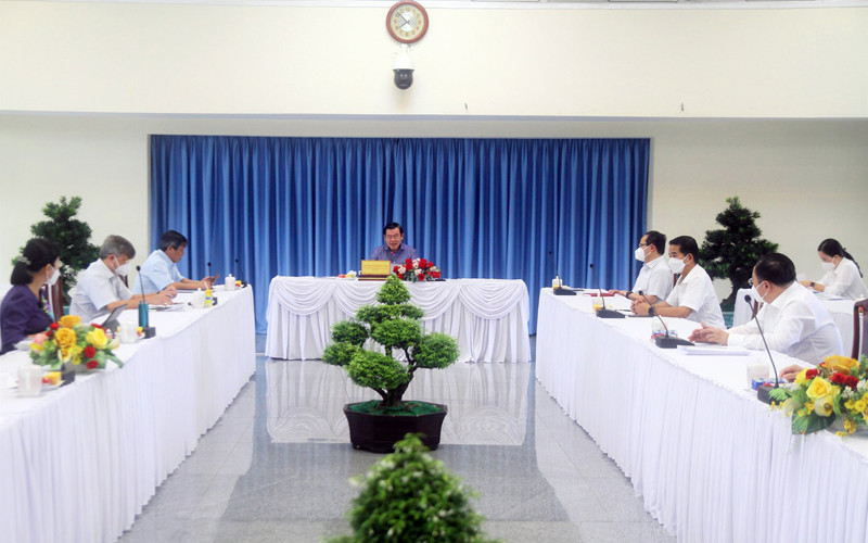 Quang cảnh họp Ban Chỉ đạo phòng, chống dịch Covid-19 tỉnh Đồng Nai sáng 21/9.