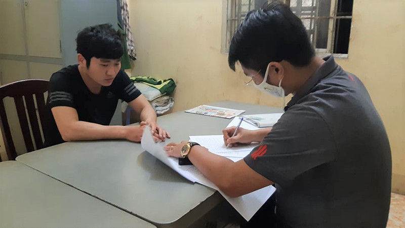 Đối tượng Ngô Đức Tăng tại cơ quan công an.