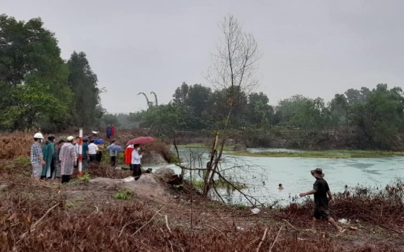 Hiện trường nơi 2 học sinh bị đuối nước.