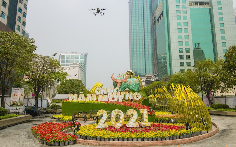 Tham quan đường hoa xuân từ xa bằng công nghệ số