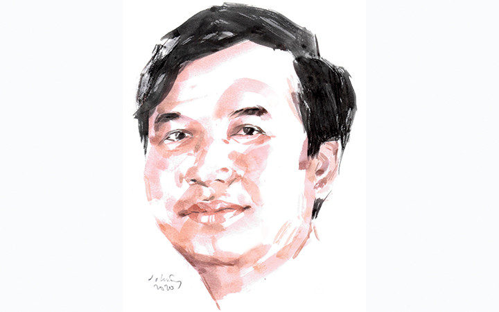 Ký họa chân dung nhà báo Nguyễn Hữu Khôi của họa sĩ Đỗ Hoàng Tường.