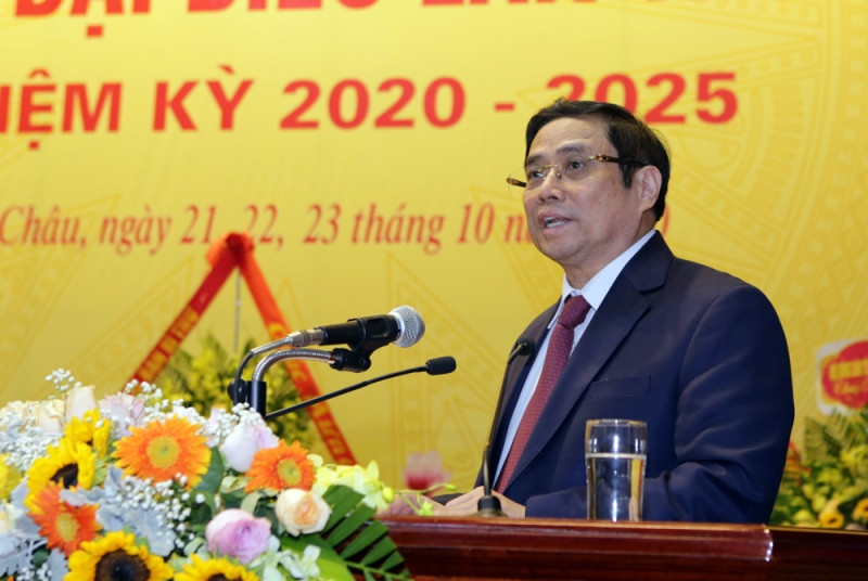 Đồng chí Phạm Minh Chính - Ủy viên Bộ Chính trị, Bí thư Trung ương Đảng, Trưởng Ban Tổ chức Trung ương phát biểu chỉ đạo tại Đại hội.