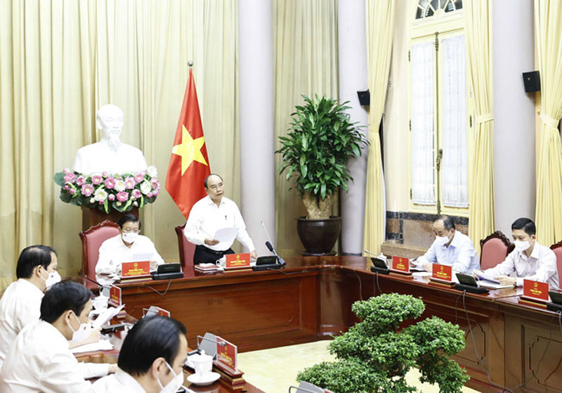 Chủ tịch nước Nguyễn Xuân Phúc phát biểu. (Ảnh: TTXVN)