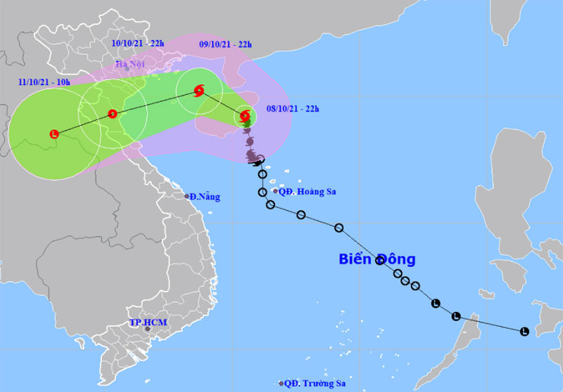 Vị trí và hướng di chuyển của bão số 7. (Nguồn: nchmf.gov.vn)