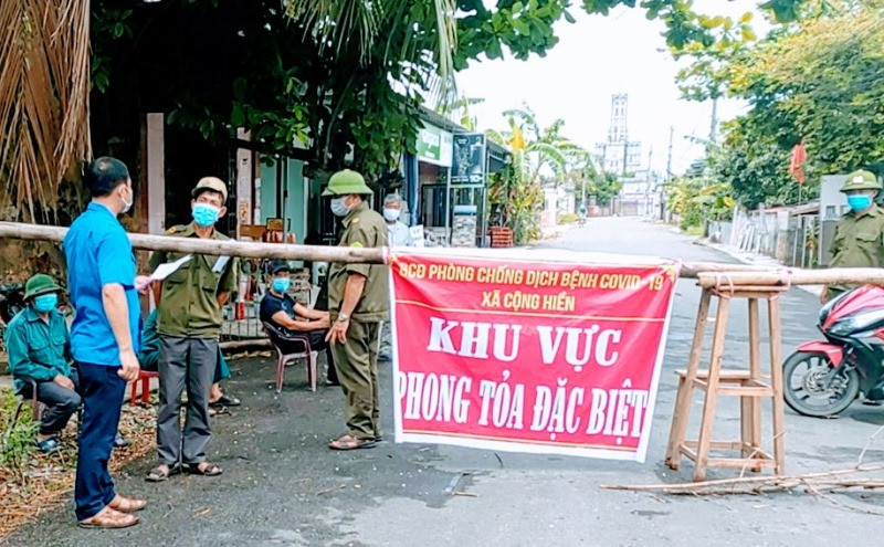 Phong tỏa nơi xuất hiện ca bệnh Covid-19 tại xã Cộng Hiền (huyện Vĩnh Bảo).