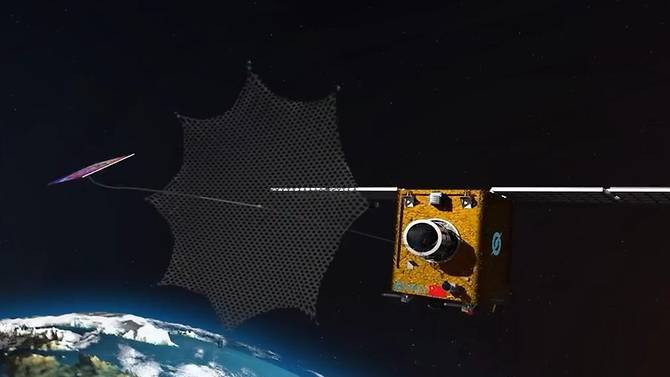 Robot NEO-01 có thể dùng lưới để dọn rác không gian. Ảnh Origin Space.