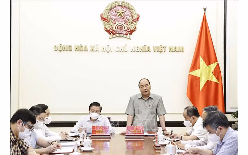 Chủ tịch nước Nguyễn Xuân Phúc phát biểu. (Ảnh: Thống Nhất/TTXVN)