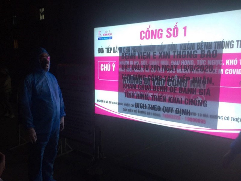 Bệnh viện E dừng tiếp nhận bệnh nhân từ 20 giờ tối 19-8.