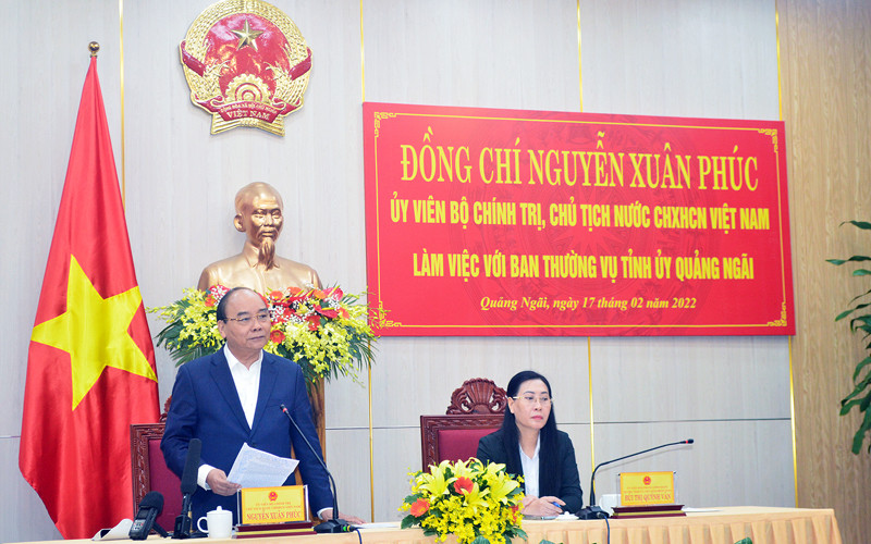 Chủ tịch nước Nguyễn Xuân Phúc phát biểu chỉ đạo tại buổi làm việc.