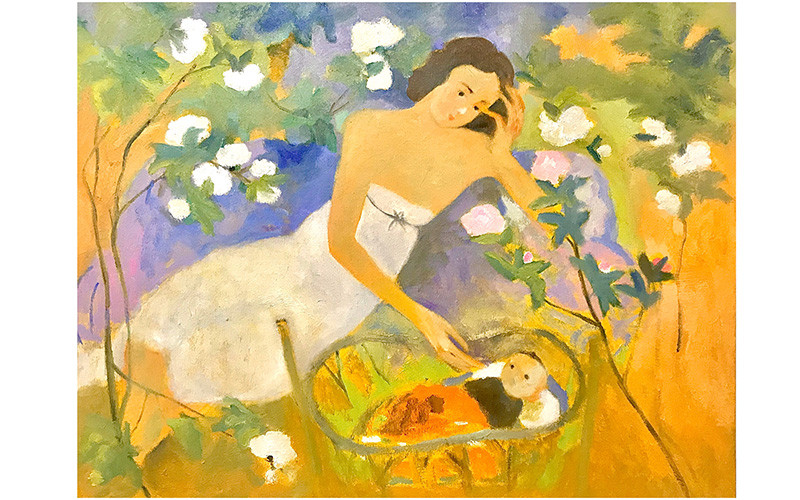 "Mẹ và bé" - Tranh Nguyễn Minh.