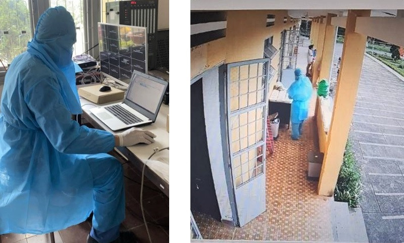 VNPT Lâm Đồng triển khi lắp đặt và kết nối camera giám sát tại các khu cách ly.