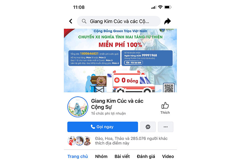 Trang fanpage Facebook “Giang Kim Cúc và các Cộng Sự”. (Ảnh chụp màn hình)