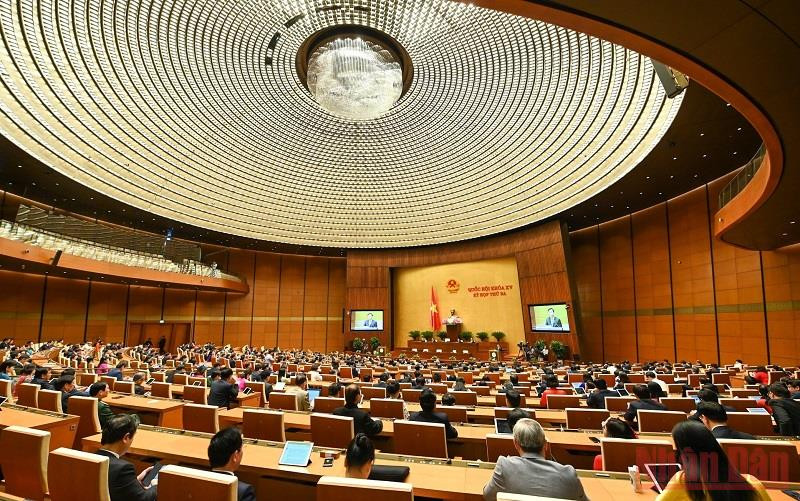 Toàn cảnh phiên bế mạc Kỳ họp thứ ba, Quốc hội khóa XV chiều 16/6. (Ảnh: DUY LINH)