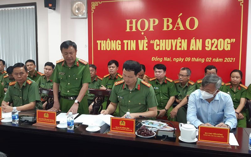 Công an tỉnh Đồng Nai thông tin tại buổi họp báo.