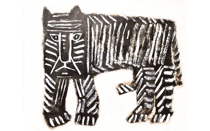 Lý Hùng Anh, Hổ, acrylic trên giấy, 50x60cm, 2021, trong Sưu tập của NGOC Gallery (Hà Nội).