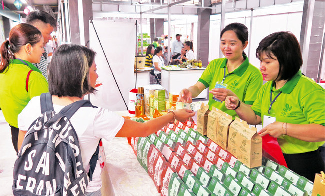 Người tiêu dùng chọn mua sản phẩm hàng hóa, nông sản tại một gian hàng trong khuôn khổ chương trình kích cầu tiêu dùng năm 2020.