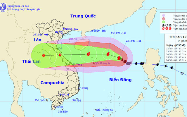Vị trí và hướng di chuyển của bão số 8. (Nguồn: kttv.gov.vn)