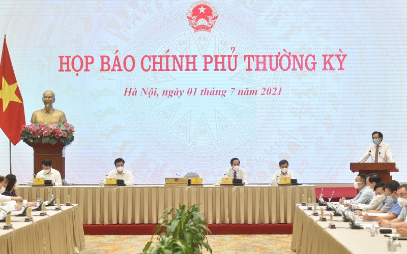 Toàn cảnh buổi họp báo Chính phủ thường kỳ tháng 6/2021.