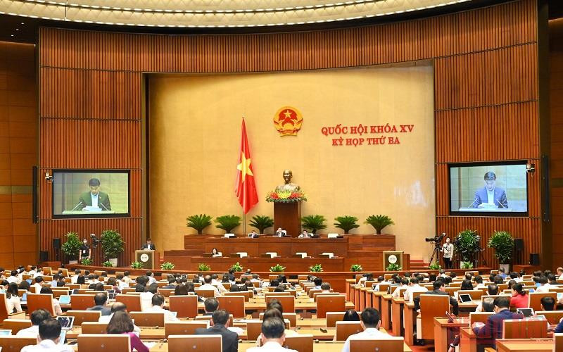 Quang cảnh phiên họp tại Hội trường ngày 24/5, Kỳ họp thứ ba, Quốc hội khóa XV. (Ảnh: ĐĂNG KHOA)