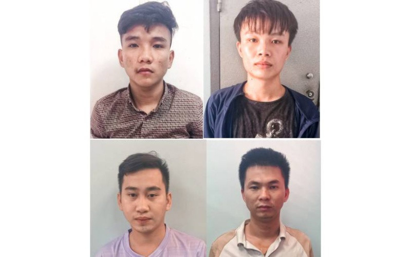 Các đối tượng Khang, Lâm, Quốc và Tú bị Cơ quan Công an tạm giữ. (Ảnh: VT)