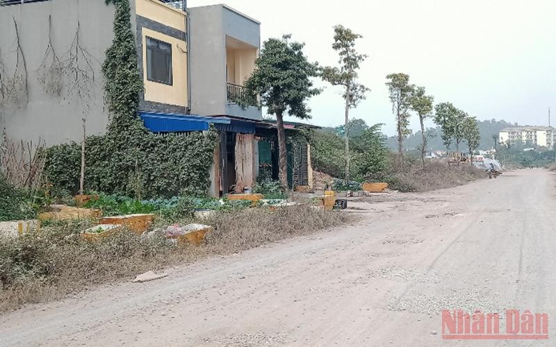 Mặc dù hạ tầng chưa hoàn thiện, nhưng một số lô đất đã được người dân xây nhà sinh sống lâu dài. 