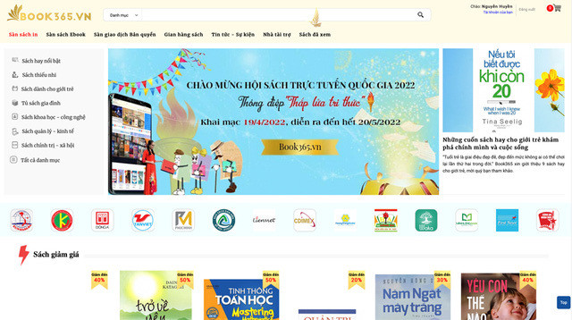 Logo và giao diện Hội sách trực tuyến Quốc gia 2022 tại địa chỉ https://book365.vn (Ảnh: VGP)