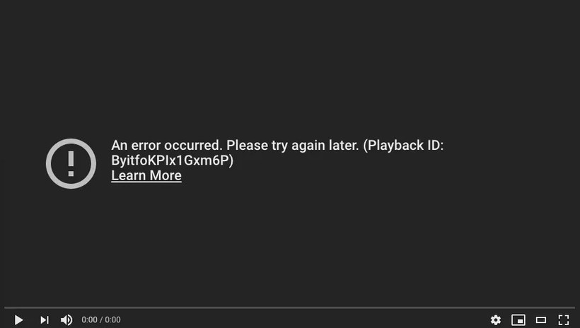 Thông báo lỗi của YouTube. Ảnh: Theverge.