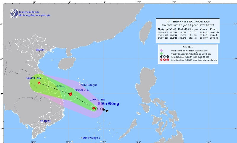 Áp thấp nhiệt đới trên biển Đông.