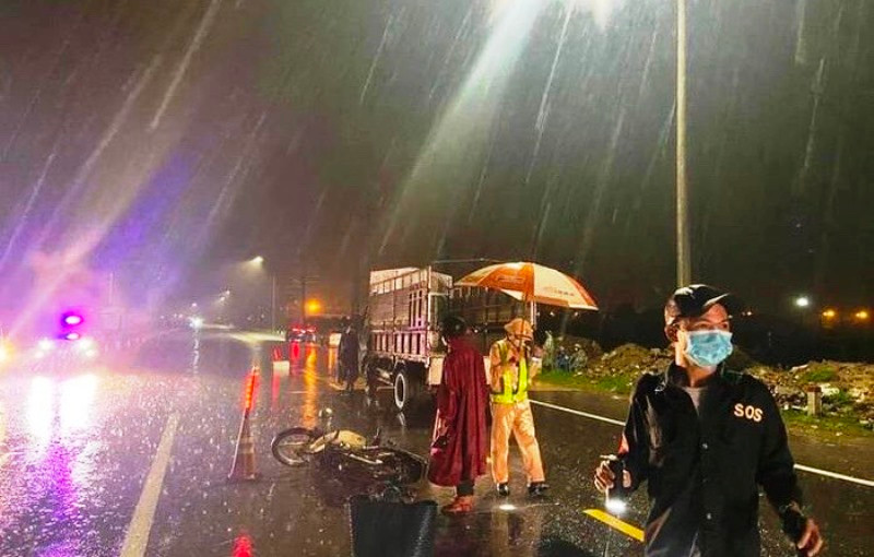 Hiện trường vụ tai nạn tại TP Quy Nhơn, tỉnh Bình Định.