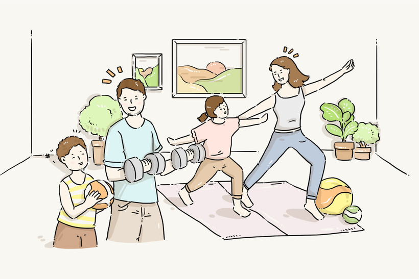 Bộ tranh về gia đình của tác giả Lai Thượng Hưng với những nét vẽ mộc mạc và nhẹ nhàng. (Ảnh: VNM) 