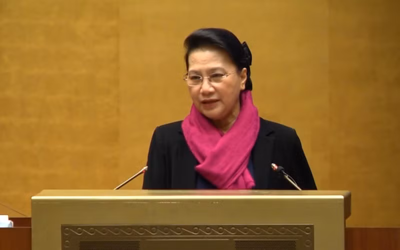 Chủ tịch Quốc hội Nguyễn Thị Kim Ngân phát biểu ý kiến tại Hội nghị.