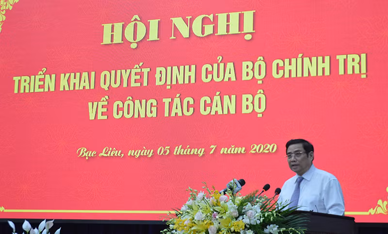 Đồng chí Phạm Minh Chính phát biểu tại hội nghị.