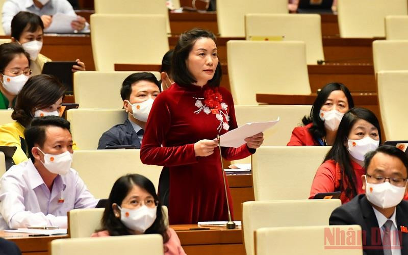 Đại biểu Nguyễn Minh Tâm (Quảng Bình) phát biểu tại phiên thảo luận. (Ảnh: LINH NGUYÊN)