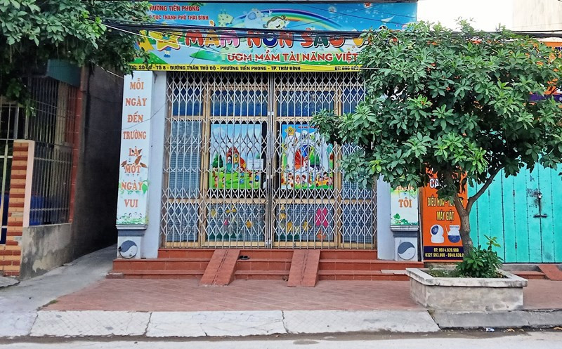 Lớp mầm non độc lập Sao Việt, số 56 đường Trần Thủ Độ, TP Thái Bình. (Ảnh chụp lúc 16 giờ ngày 30-6)