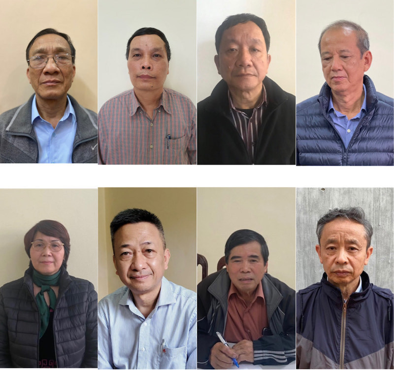 Các bị can bị khởi tố về tội "Vi phạm quy định về quản lý, sử dụng tài sản Nhà nước gây thất thoát, lãng phí. (Ảnh: Lê Tú)