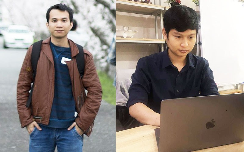 Hai tác giả bản đồ số hóa địa điểm bán các mặt hàng thiết yếu Trần Thanh Tuấn (bên phải) và Nguyễn Hữu Đạt.