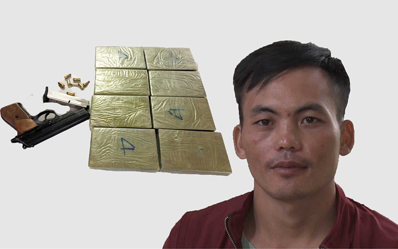 Đối tượng Lử cùng tang vật của vụ án.