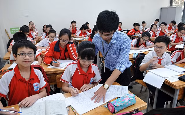 Giờ học môn Toán của học sinh Trường THCS Mai Dịch, Cầu Giấy (Hà Nội). Ảnh: Ðăng Khoa