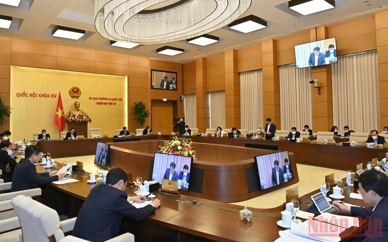 Phiên họp thứ 10 của Ủy ban Thường vụ Quốc hội cho ý kiến về dự án Luật Thanh tra (sửa đổi). (Ảnh: Duy Linh)