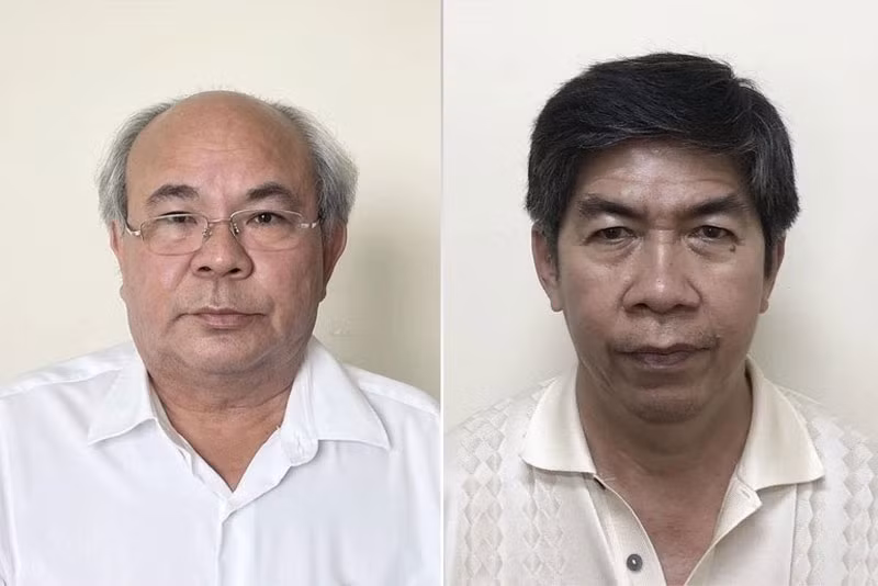 Bị can Hoa Công Hậu (trái) và Lê Thành Lữ.