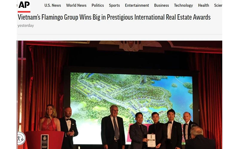 Hãng thông tấn Associated Press đưa tin tập đoàn Flamingo chiến thắng tại IPA 2022.