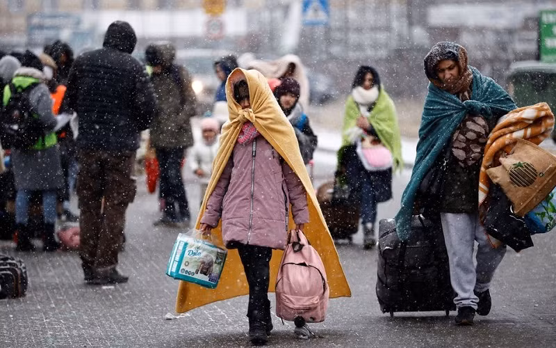 Người tị nạn Ukraine tại Przemysl, Ba Lan. (Ảnh: Reuters)