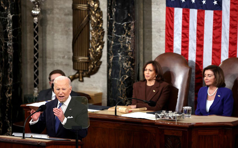 Tổng thống Biden đọc Thông điệp Liên bang đầu tiên trong nhiệm kỳ của ông. (Ảnh: Reuters)